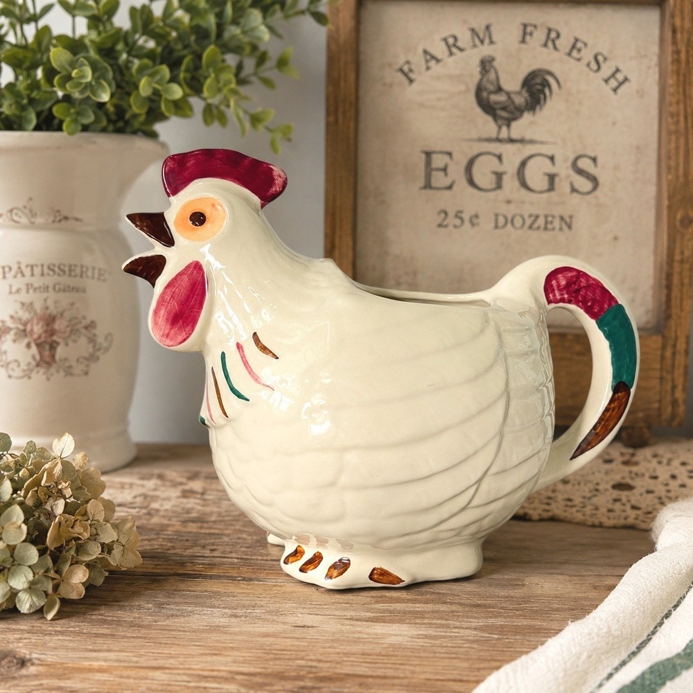 Vintage Shawnee Pottery Chanticleer Rooster Pitcher Creamer USA Farmhouse Decor